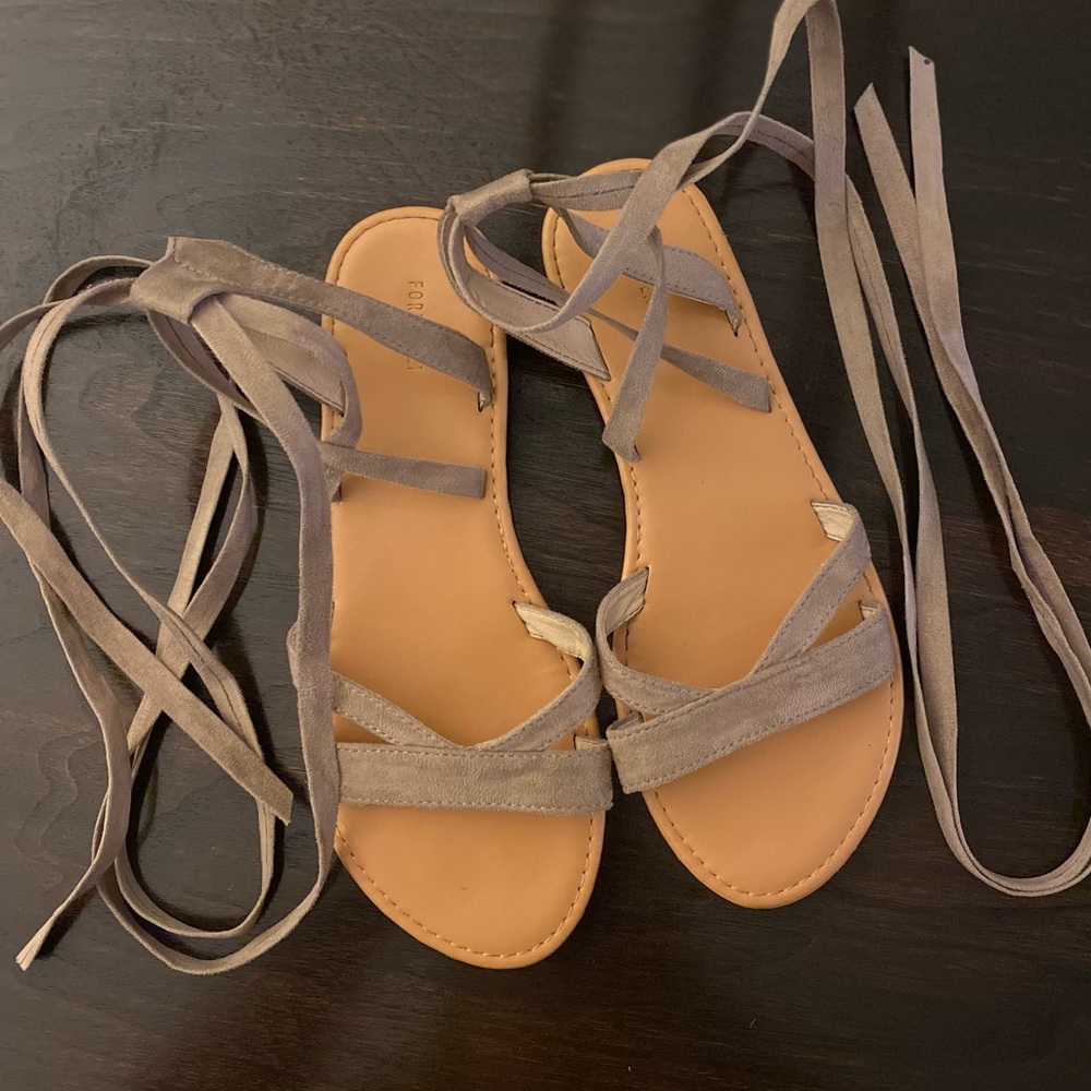 Taupe Gladiator Flats Sandals